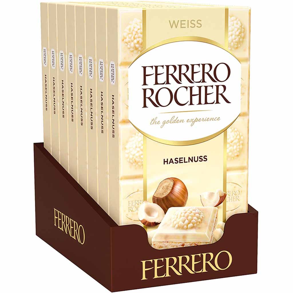 Ferrero Rocher Tafelschokolade Weiss Haselnuss 8x90g=720g MHD 15.01.27