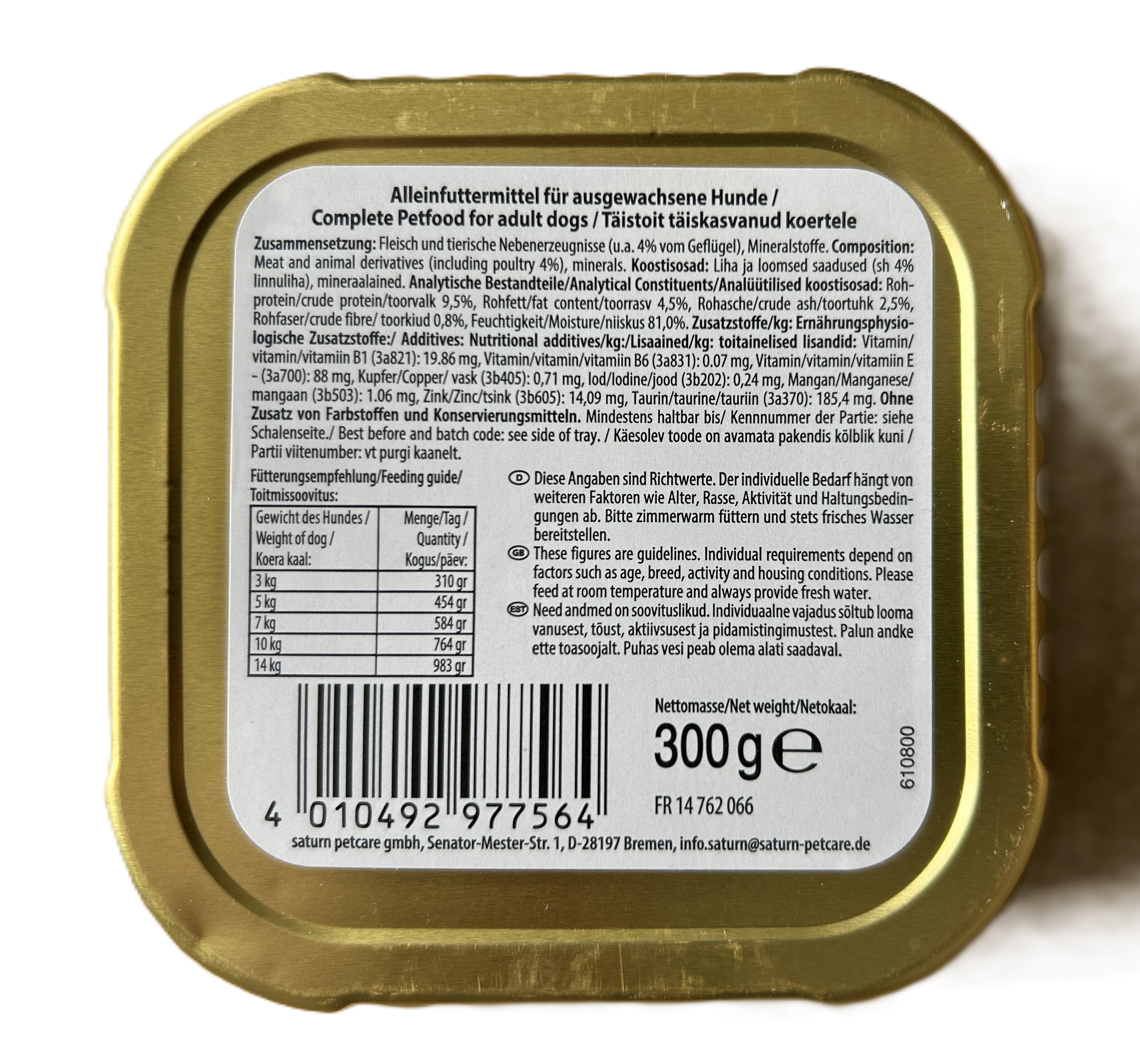 Dosenfutter, Hunde-Futter, Adultenhunde, Nassfutter, 300g