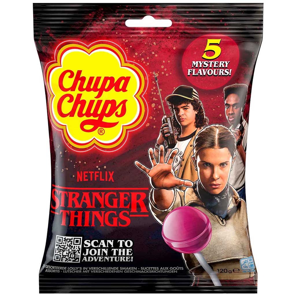 Chupa Chups Stranger Things Right Side Up Lutscher 10 Stück 120g