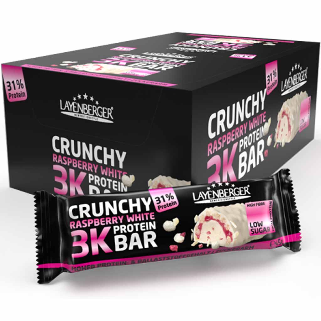 15x Layenberger 3K Protein Riegel Crunchy Raspberry White á 45g=675g