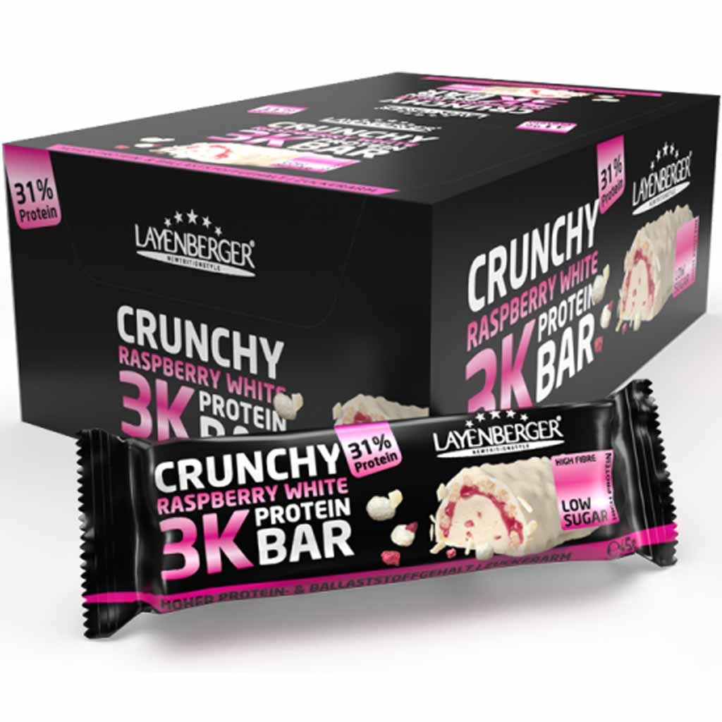 Protein Riegel Crispy Raspberry 15x Layenberger 3K Protein Riegel Crunchy Raspberry White á 45g=675g