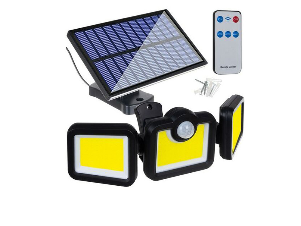 Solarpanel, LED-Licht, Bewegungsmelder, Drei-Flächen-Lichter, Fernbedienung