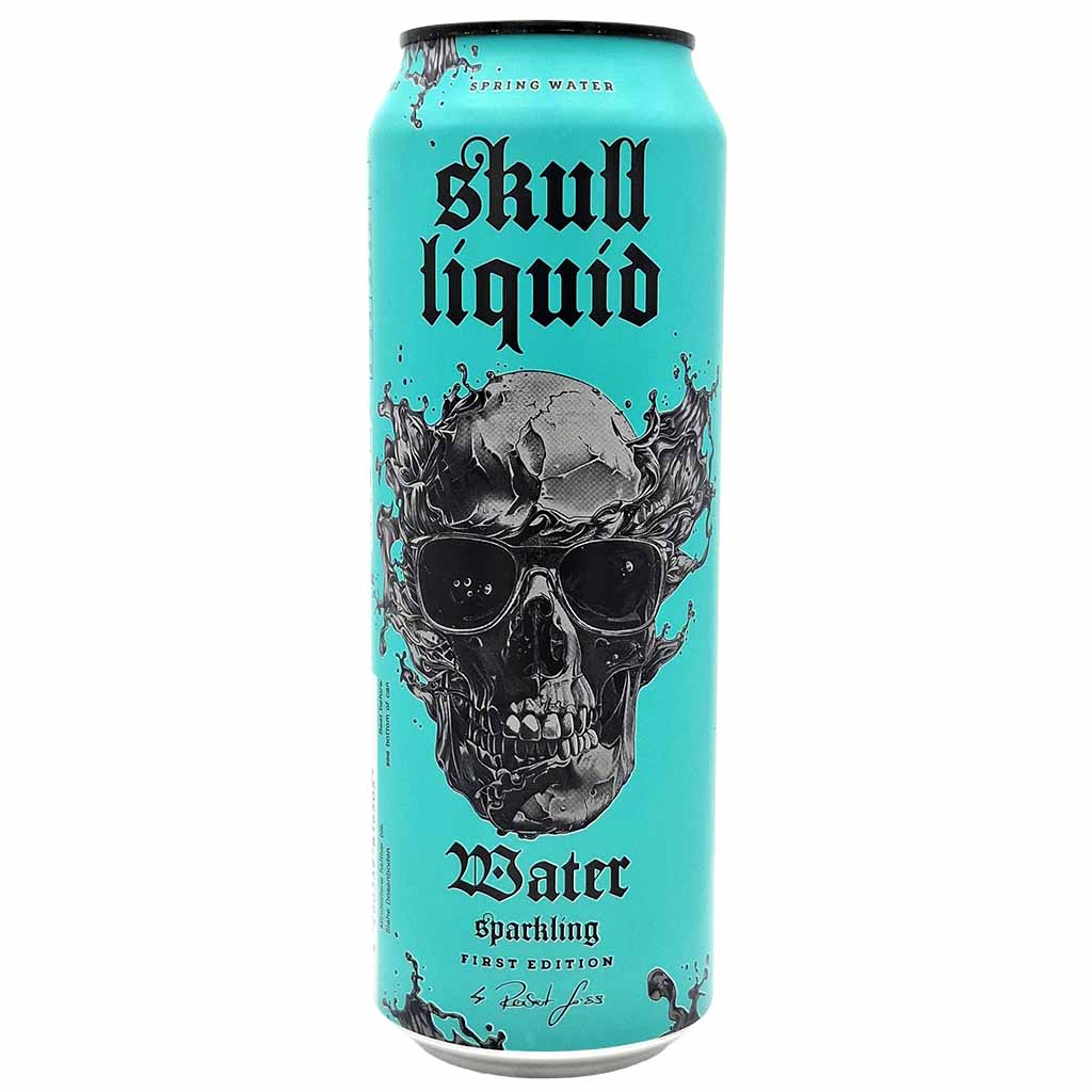 Aluminiumdose, Skull liquid, Skeletton design, Sprudelwasser, Türkises Dosen