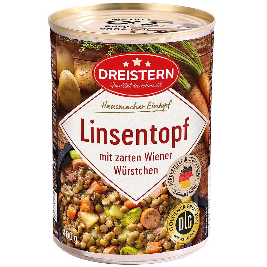 Dreistern Linsentopf mit Wiener Würstchen 400g
