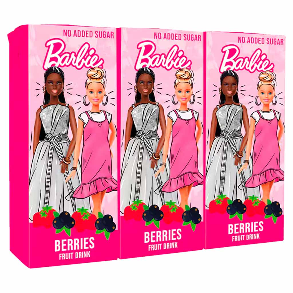 barbie, fruchtgetränk, beeren, packung, rosa
