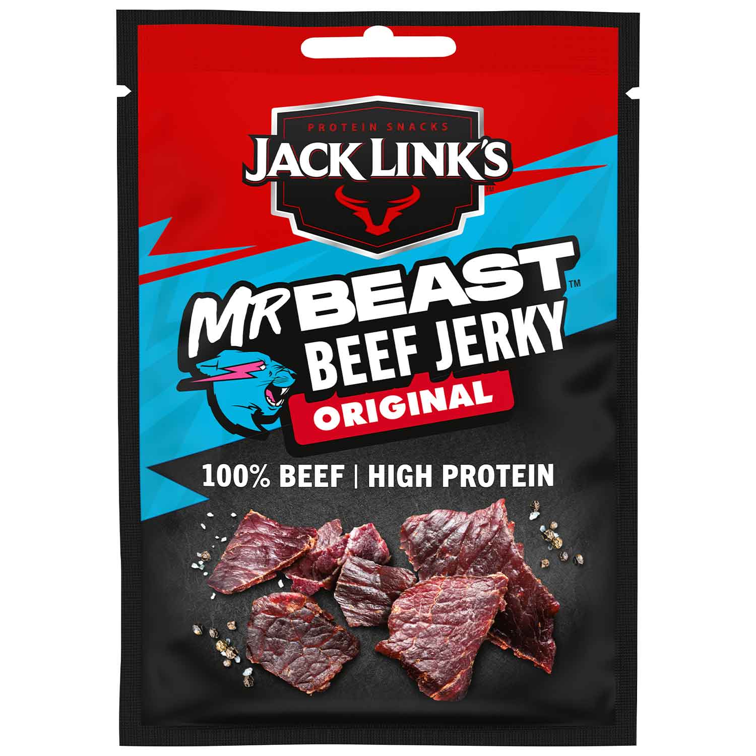 Rindfleisch Jerky, Protein Snack, Original Geschmack, Hoher Proteinanteil, Bissenstücke