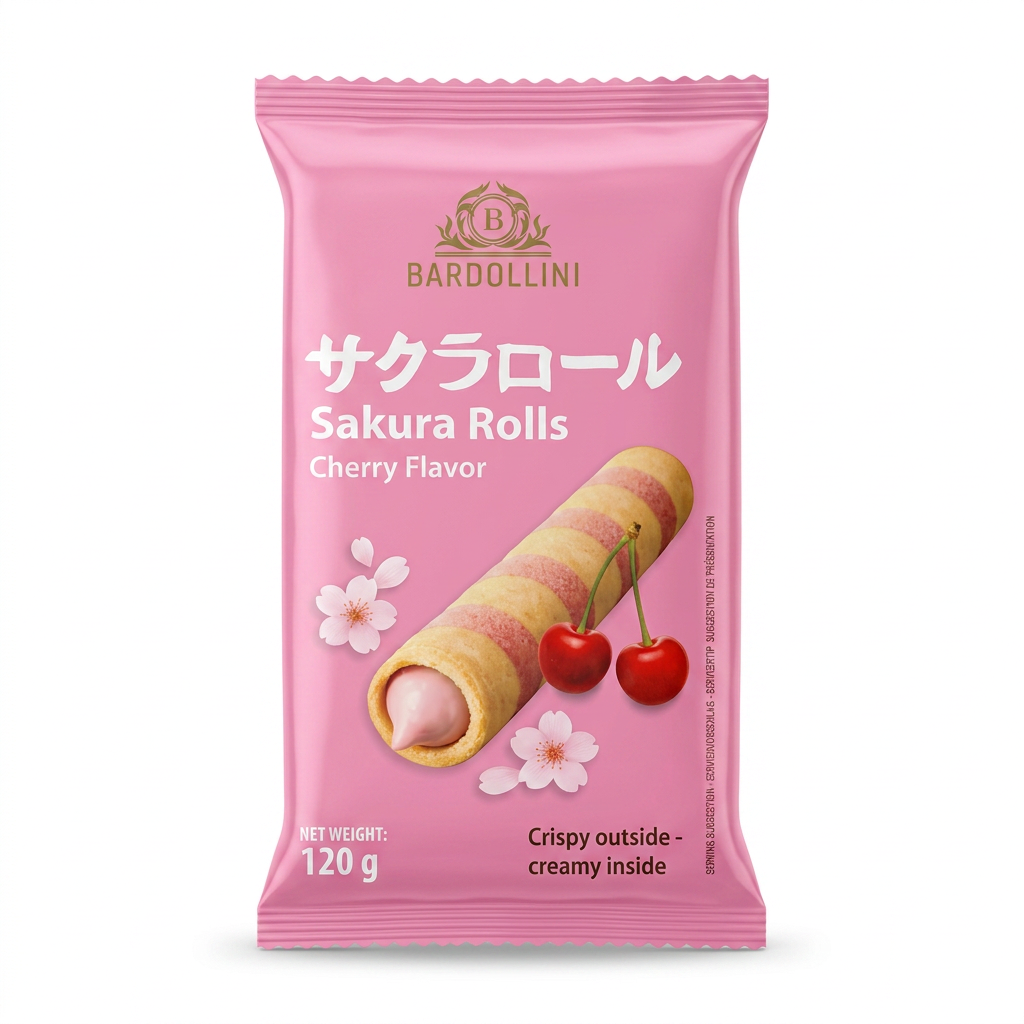 Sakura Rollen, Kirschgeschmack, Snack, Keksrolle, 120 g