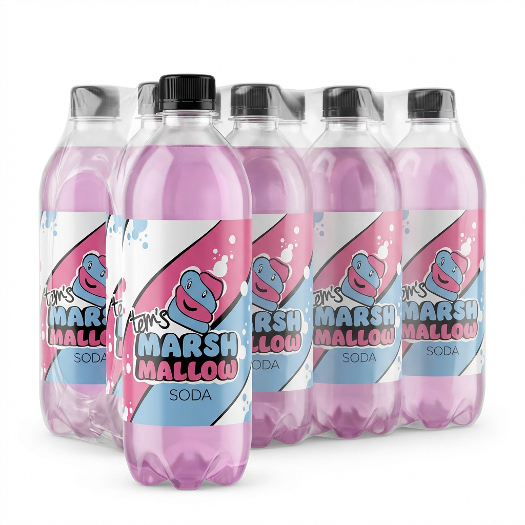 Soda, Marshmallow, Limonade, Pastellrosa, Flasche