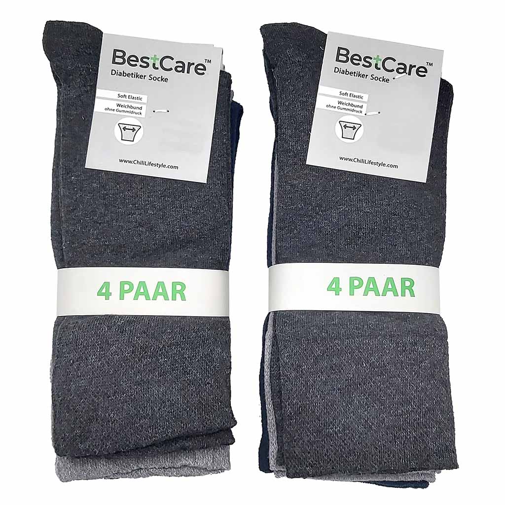 Socken, Damen, 4 Paar, Dunkelgrau, Soft Elastic