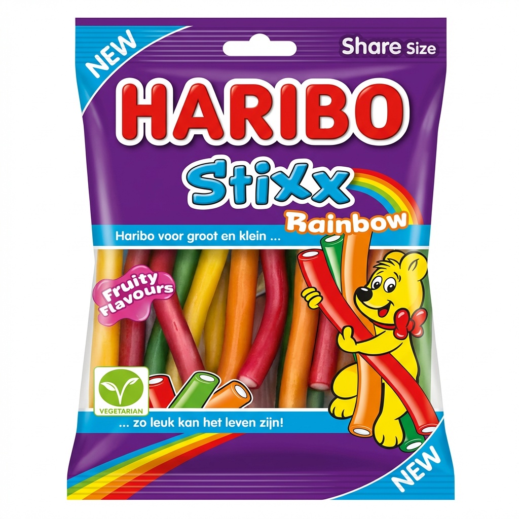 haribo, stixx, regenbogen, gummis, vegetarisch