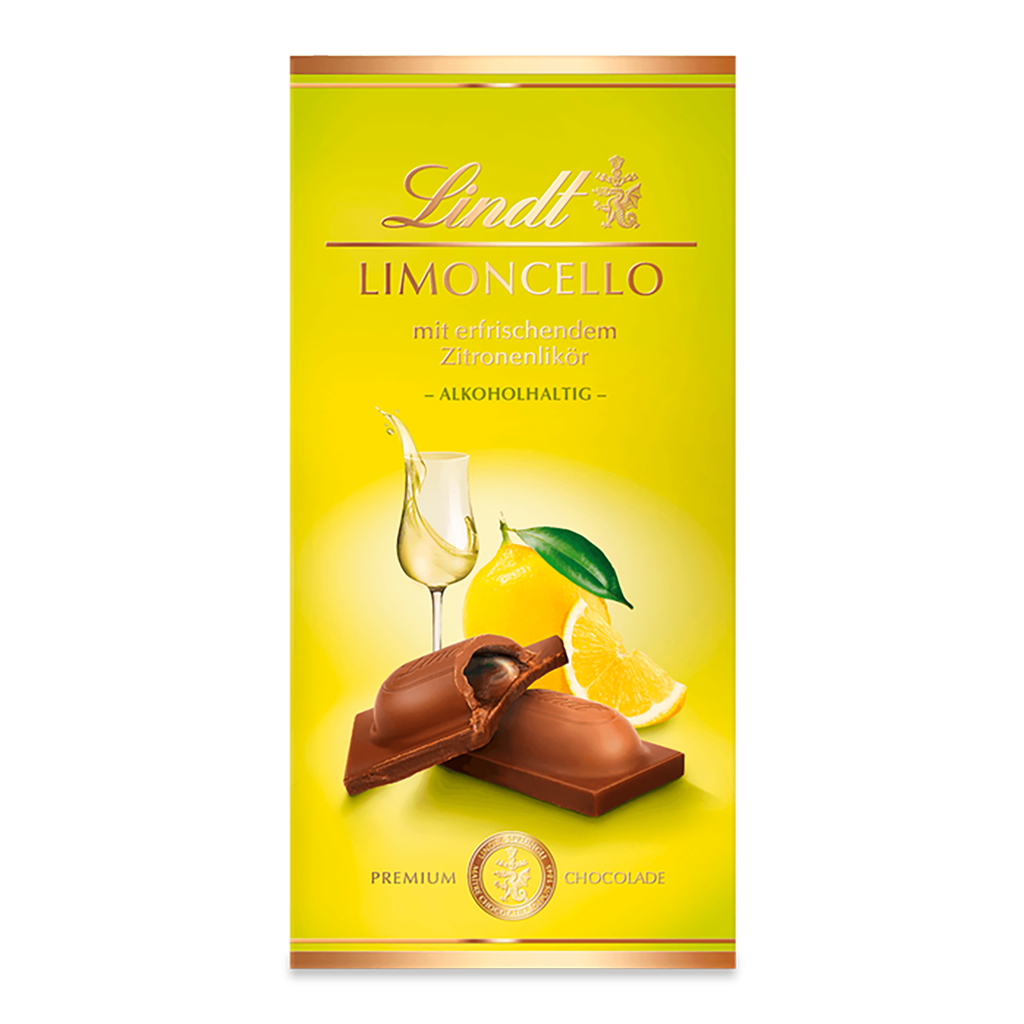 Lindt Vollmilchschokolade mit Zitronenlikör-Füllung 100g MHD 30.11.26
