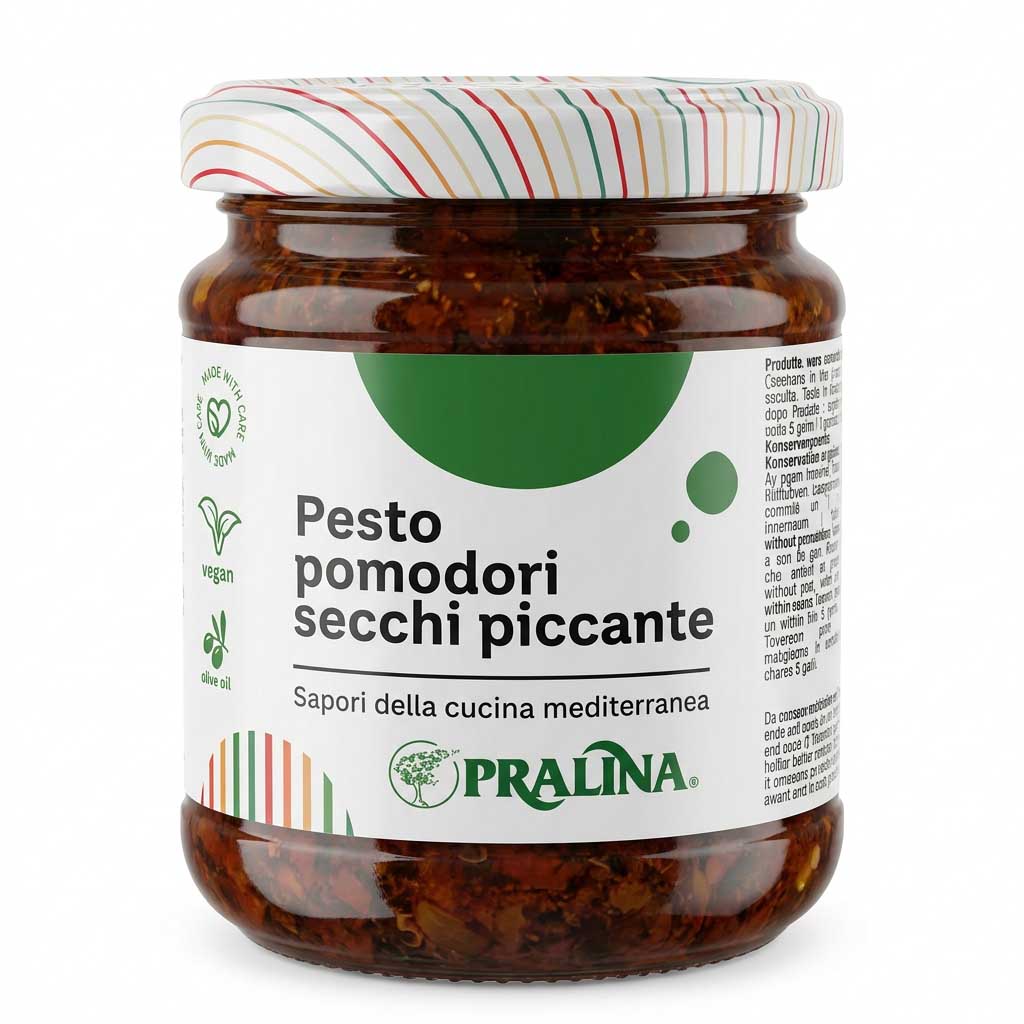Pesto, Tomate, Chili, Olivenöl, Glas