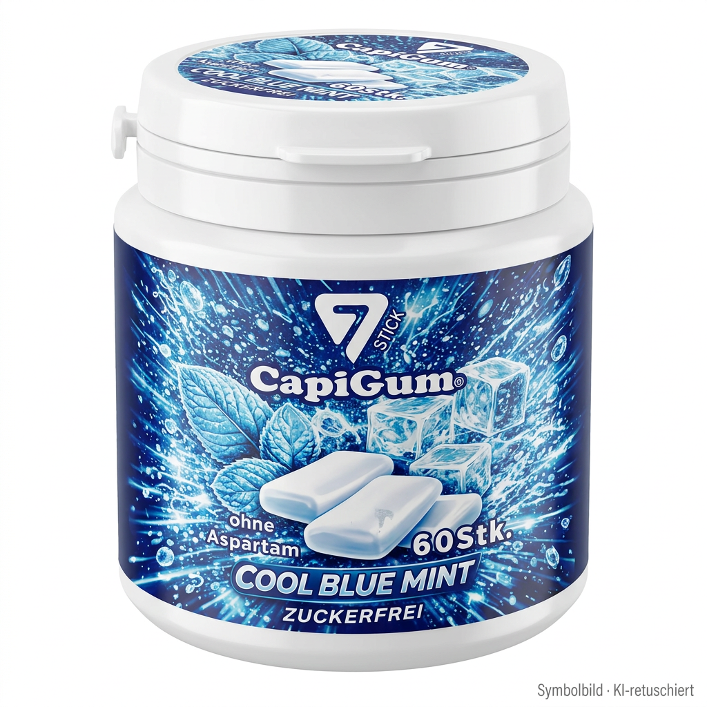 Kaugummi, Zuckerfrei, Cool Blue Mint, 60Stk, Dosenpackung