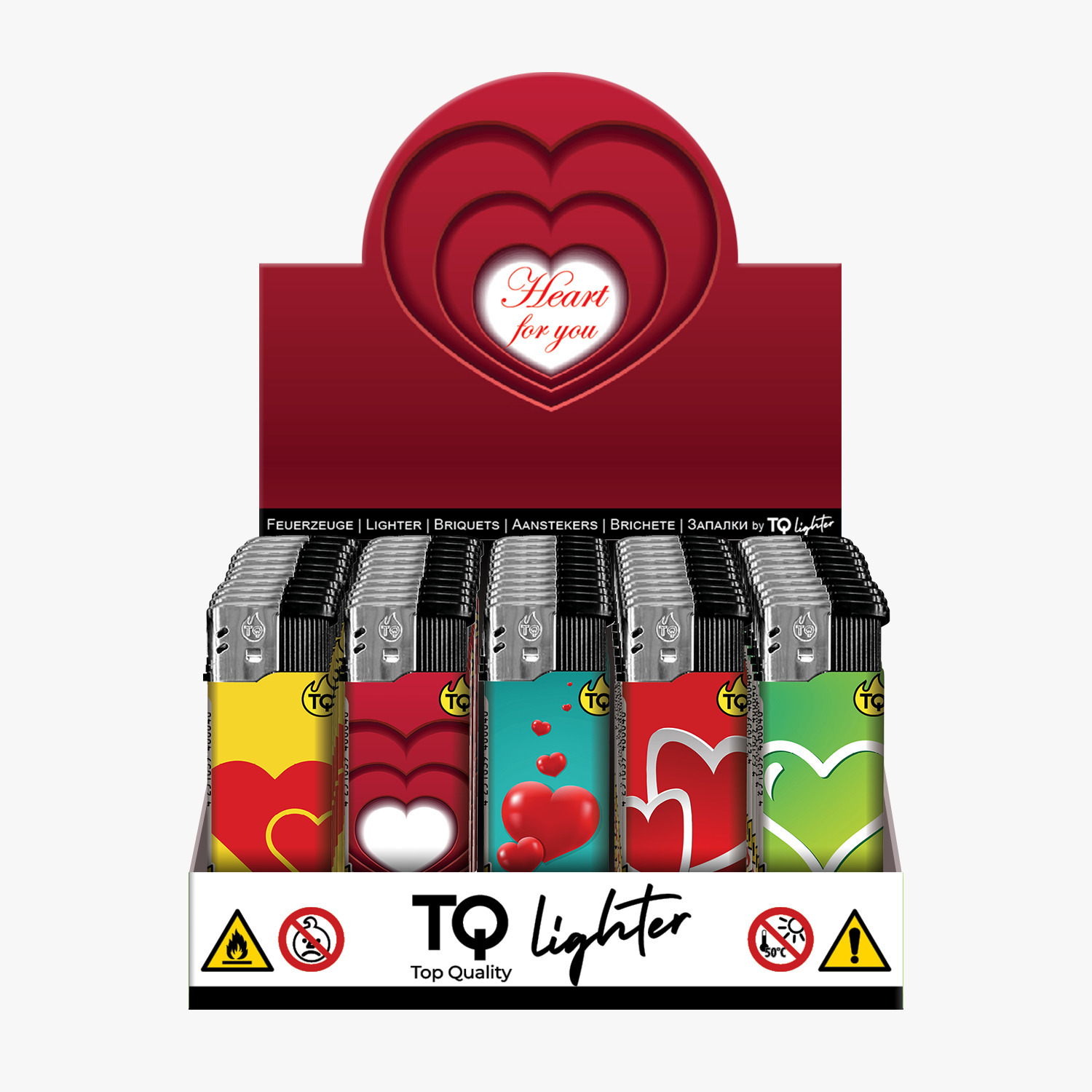 Lighter, Herz-Design, Valentinstag, Mehrfachpack, Metallgehäuse