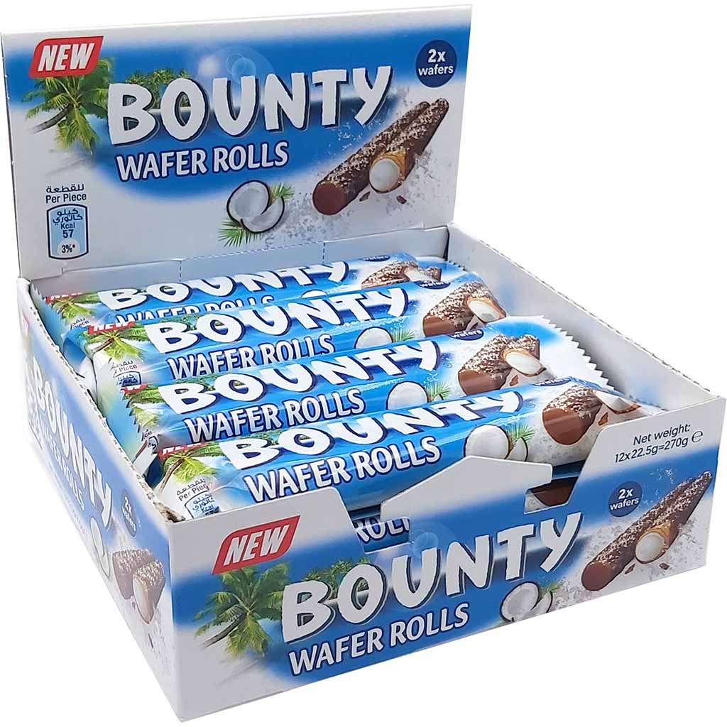 Bounty Wafer Rolls 12x22,5g=270g MHD 08.10.26