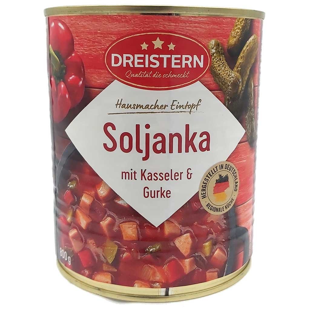 Soljanka, Tomatenbasis, Gurken, Kasseler, Dreistern