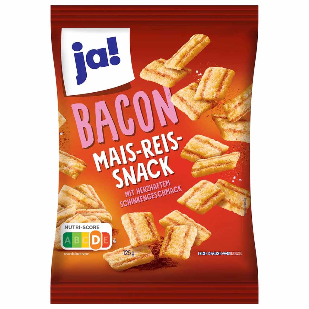 Bascon Snacks ja! Bacon Mais-Reis-Snack Schinkengeschmack 125g