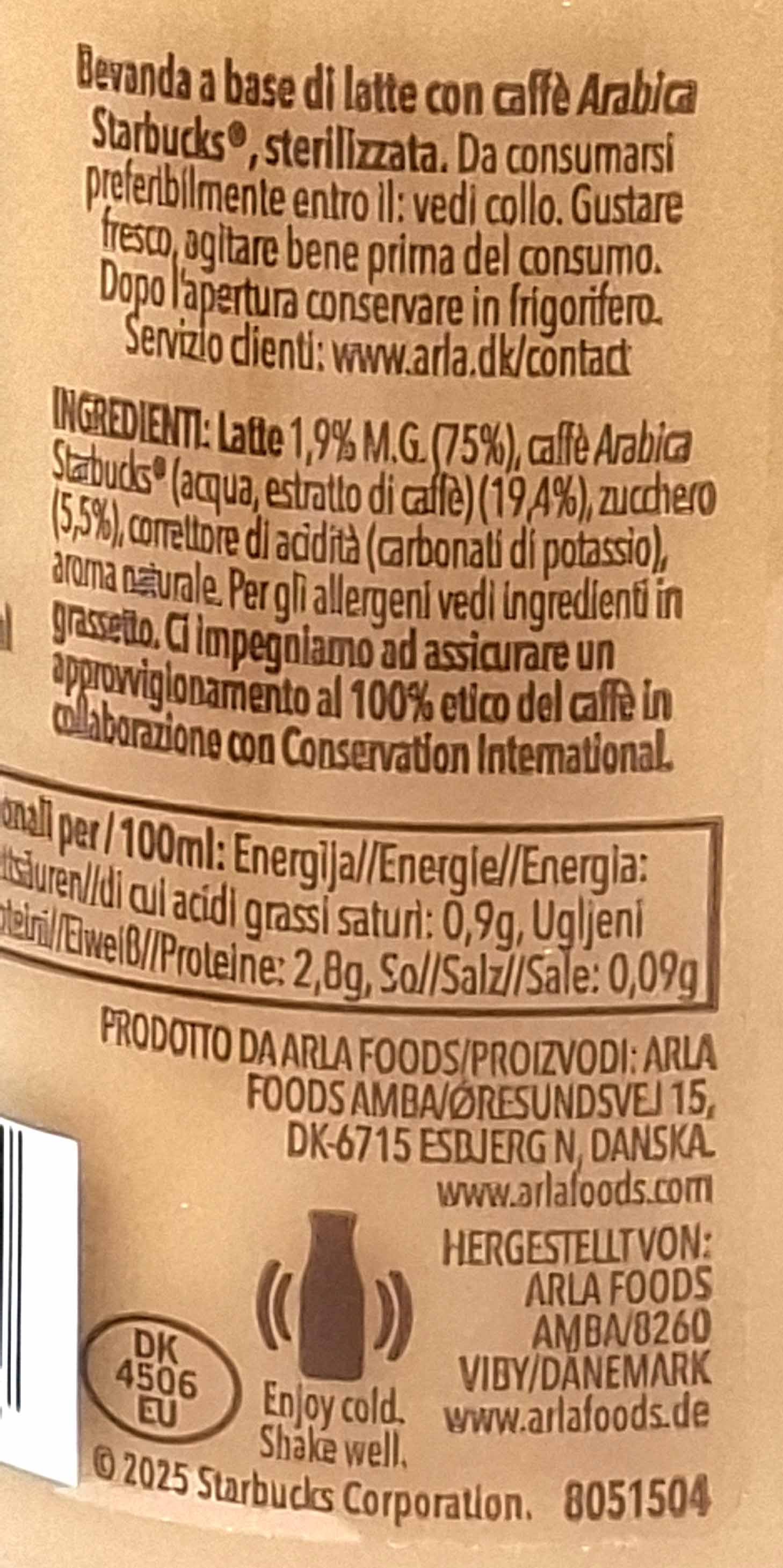Latte, Arabica, Starbucks, Kaffeegetränk, Erhältlich in 100ml