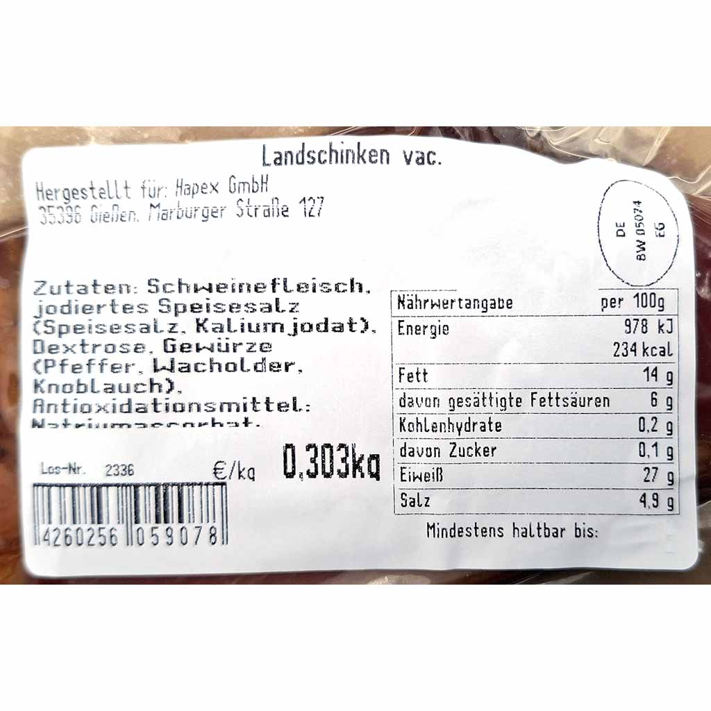 Schweinefleisch, Wurst, Zutaten, Nährwertangaben, Salz