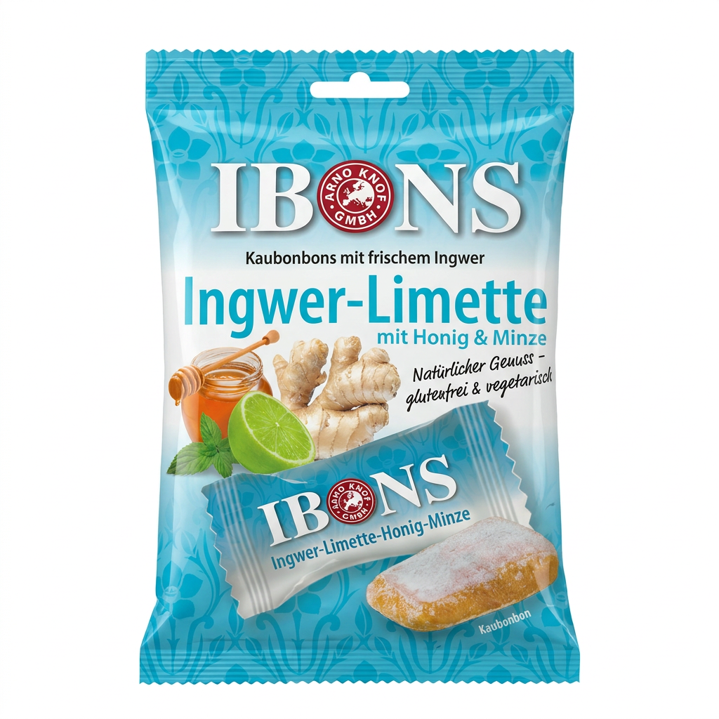 Ingwer-Limette, Honig, Minze, Kaubonbons, glutenfrei