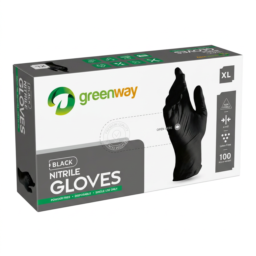 Nitril Handschuhe, Schwarze Handschuhe, Einweg-Handschuhe, frei von Pulver, Einmalhandschuhe