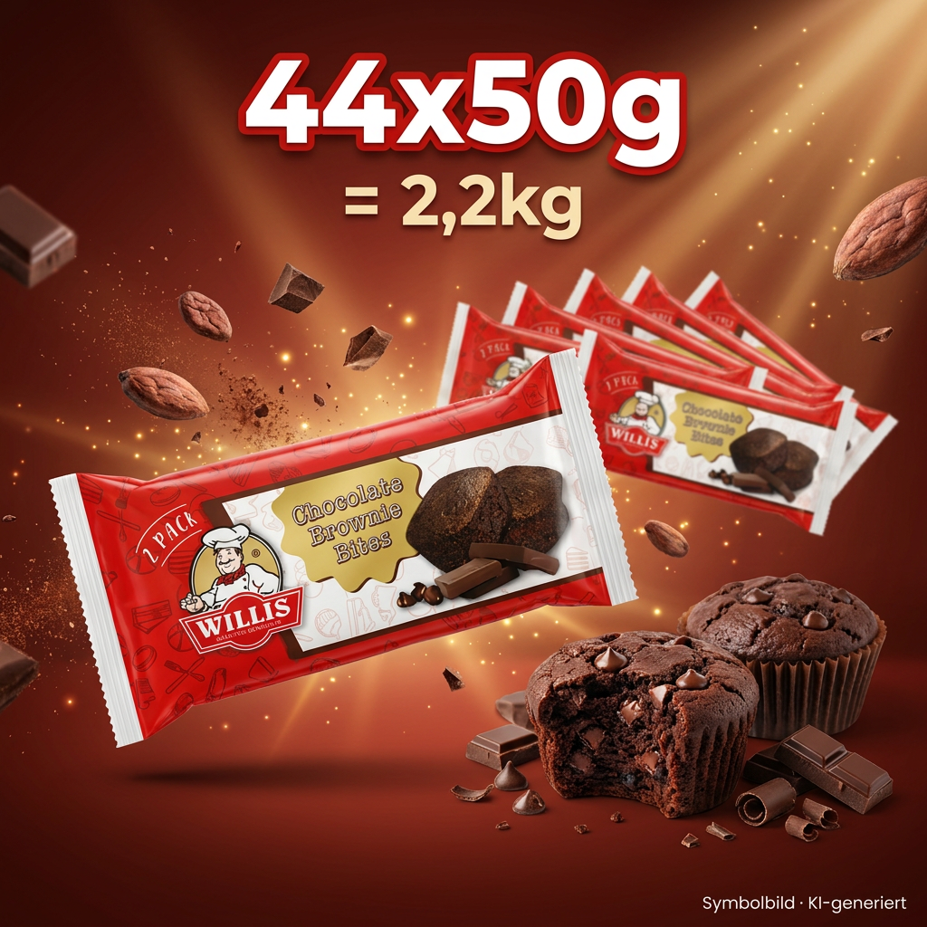 Schokoladen-Muffin, Brownie Bite, Schokolade, Snackpack, Willis