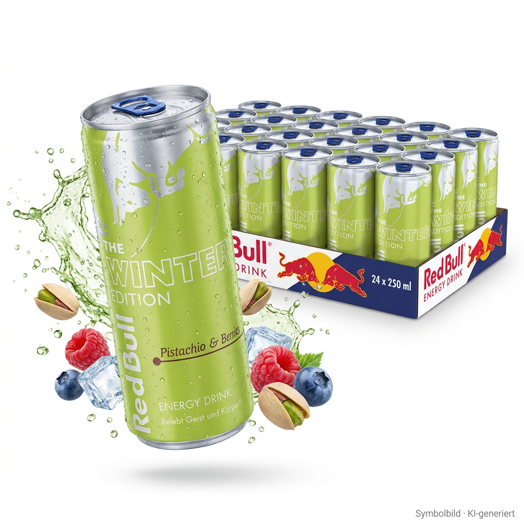 Energy Drink, Red Bull, Pistachio & Berries, Grüne Dose, 24 x 250 ml