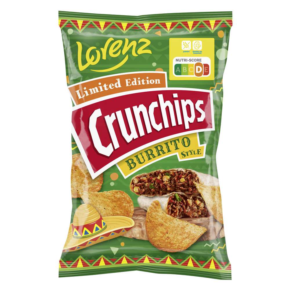 Lorenz Crunchips Burrito Style 130g Limited Edition MHD 30.07.26
