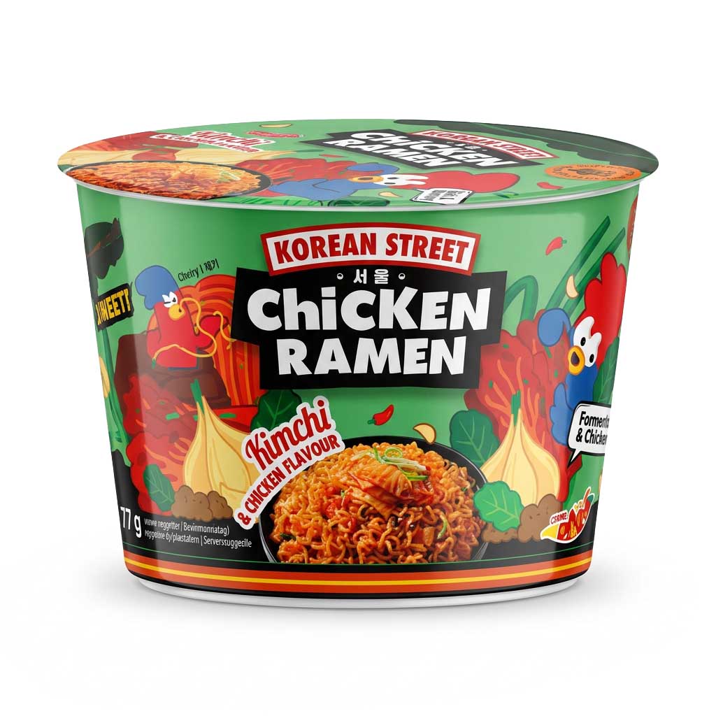 Instant-Nudel, Korean Street, Chicken Ramen, Kimchi flavour, Becher-Nudeln