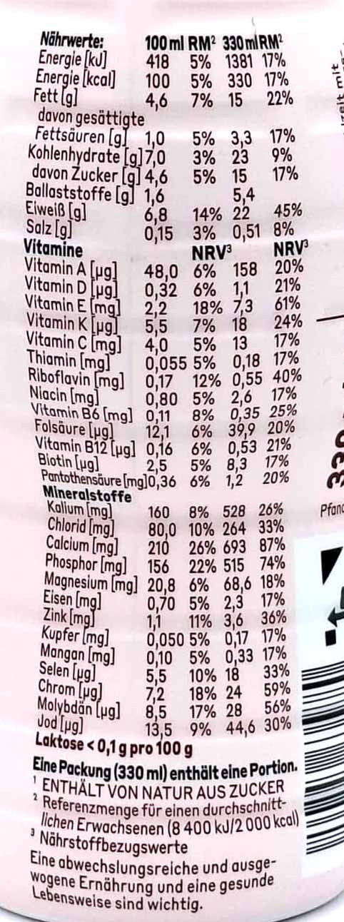 Nährwerte, Zutaten, Vitamine, Mineralstoffe, Portion