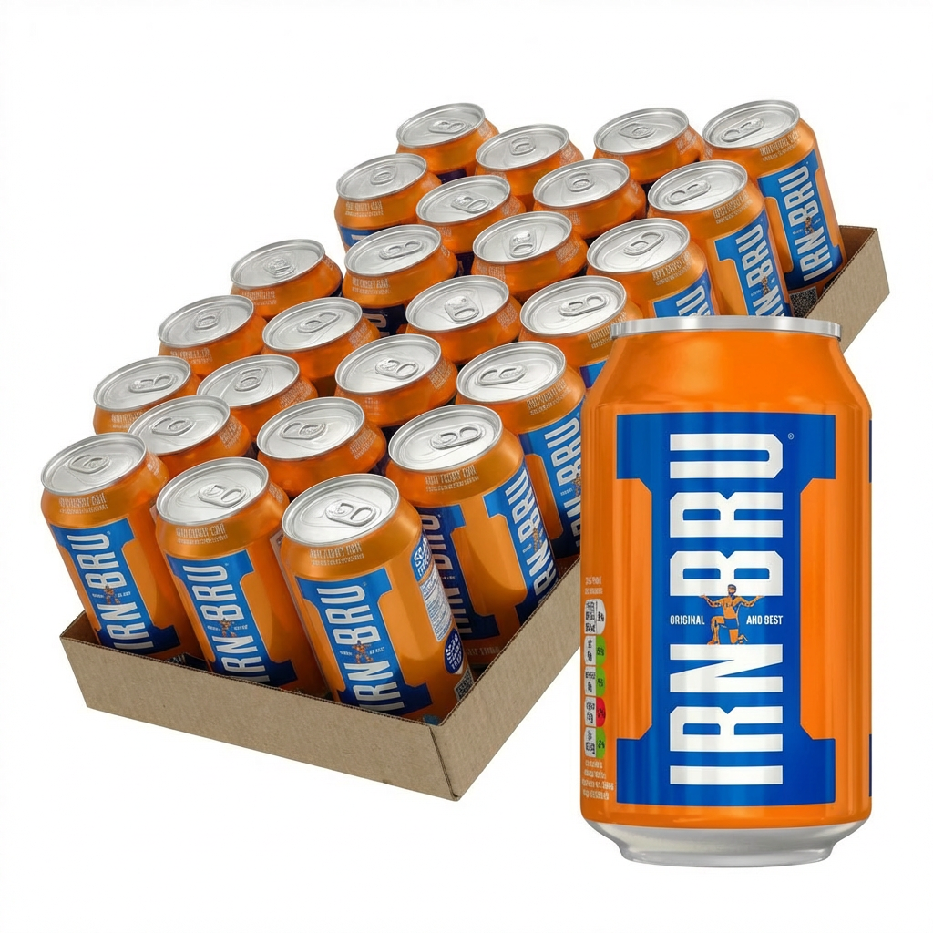 Getränkedose, Orangene Dose, Kastenlieferung, Energy-Drink, Dosenverpackung