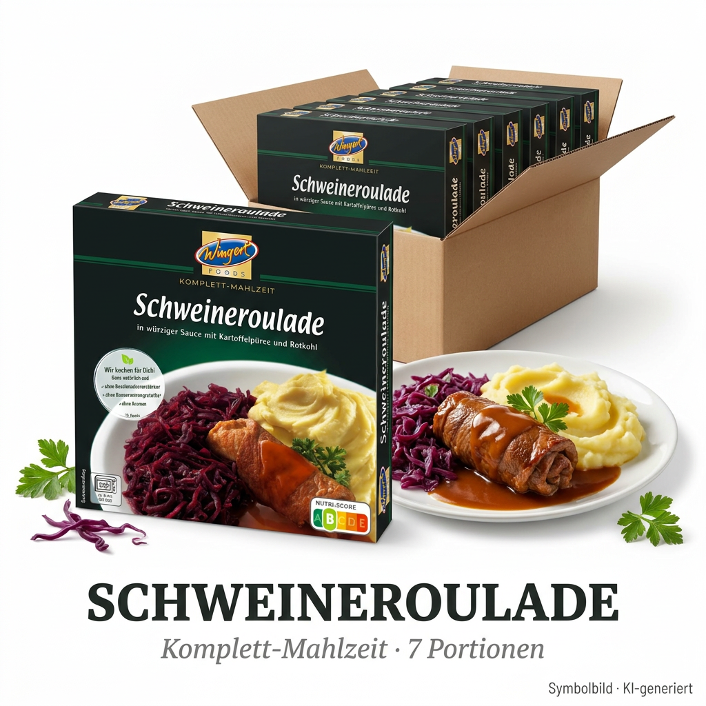Schweineroulade, Komplett-Mahlzeit, 7 Portionen, Schweinefleisch, Rotkohl