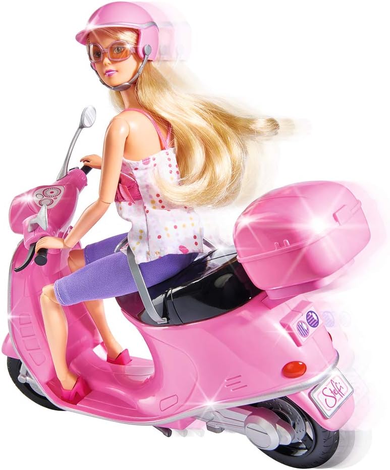 Kinderscooter, Puppenmotorroller, Pink, Helm, Gehäuse