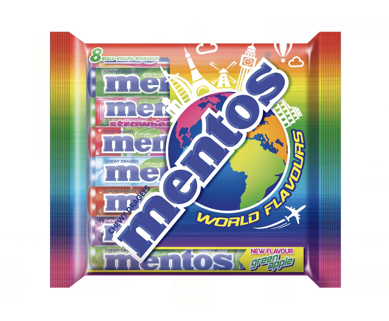  Mentos World Flavours 8 Rollen / Sorten á 37,5g = 300g  MHD 30.04.28