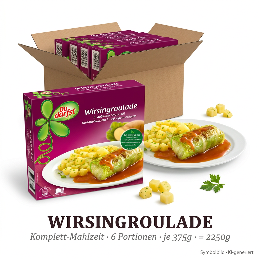 Wirsingroulade, Gefüllte Kohlroulade, Kartoffelwürfel, Jägersauce, Complete meal