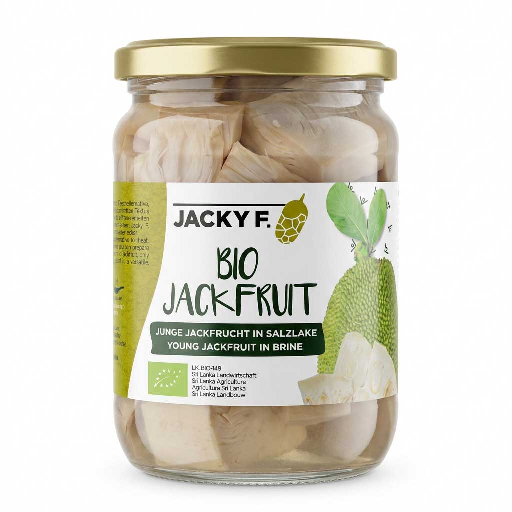 jackfruit, bio jackfruit, Glas mit eingelegtem Frucht, jarred jackfruit, in Salzlake