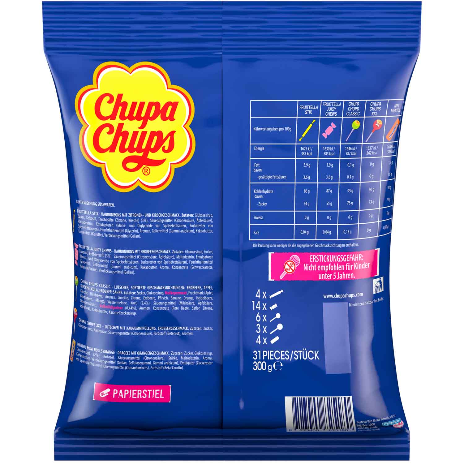 Chupa Chups, Süßigkeit, Lutscher, Orangengeschmack, 300 g