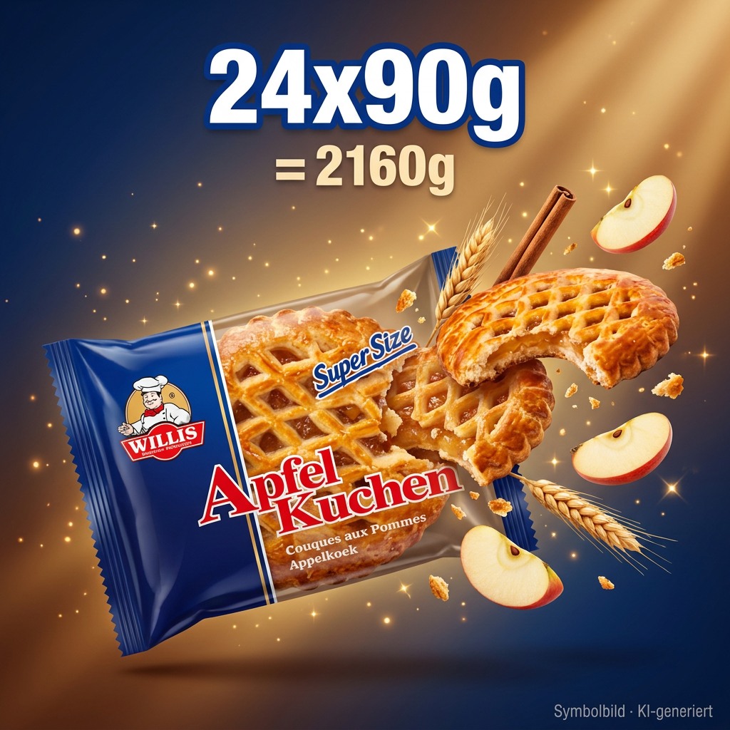 Apfelkuchen, Kuchen, Industriell gebacken, Willi's, Super Size