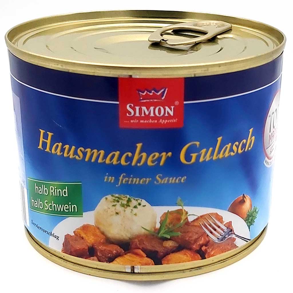 Simon Delikatess Hausmacher Gulasch in Sauce 500g MHD 16.03.29
