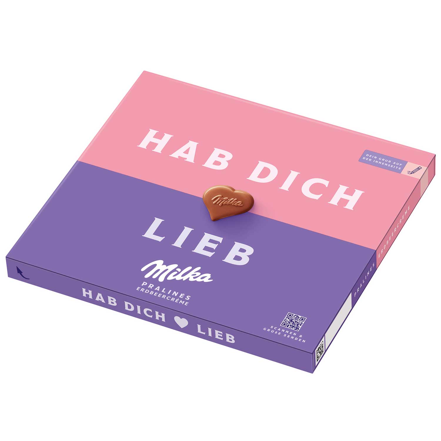 Schokokarte, Herzenform, Milka, Pralines, Erdbeere