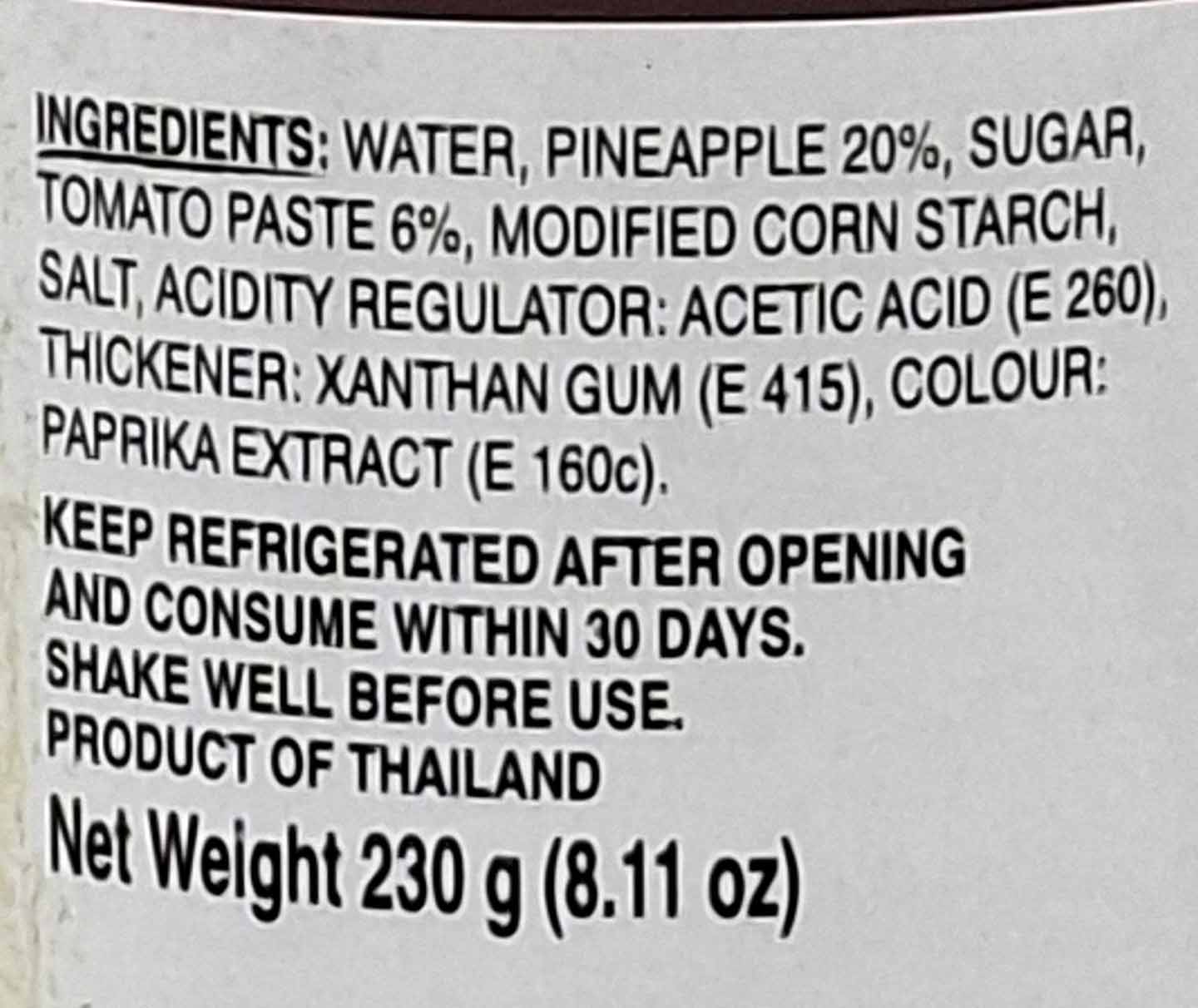zutaten, Ananas, Tomatenpaste, Xanthan-Gummi, Paprikaextrakt