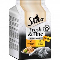 6x Sheba Fresh & Fine Truthahn und Huhn in Gelee Multipack á 300g=1800g MHD:21.10.24