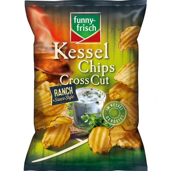 funny frisch Kessel Chips Cross Cut Spicy BBQ Sauce Style 120g MHD:10.6.24