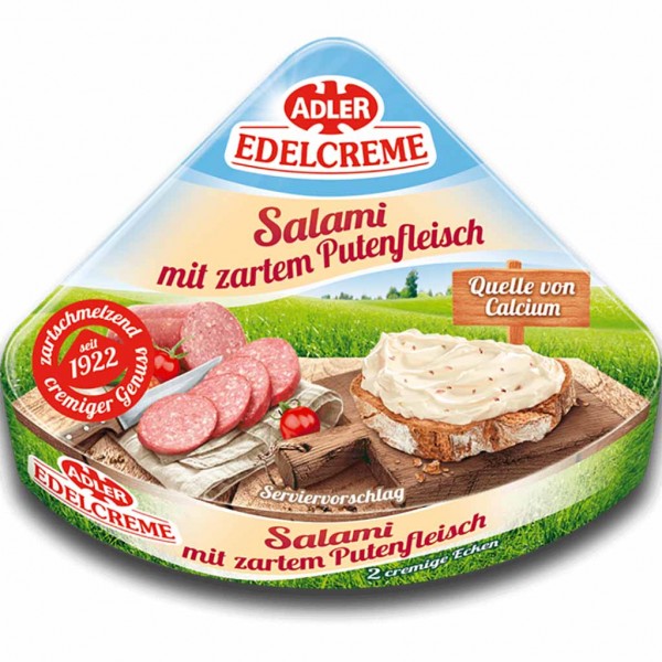 Adler Edelcreme Schmelzkäse Salami 100g mit zartem Putenfleisch
