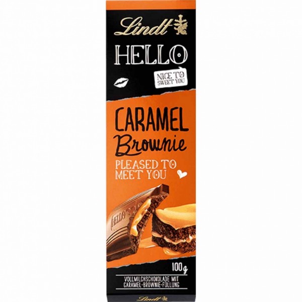 Lindt Hello Caramel Brownie Tafelschokolade 100g MHD:30.1.25