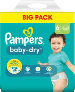 Pampers Windeln Baby Dry Gr.6 Extra Large (13-18 kg), Big Pack, 52 Stück