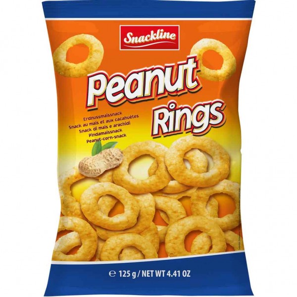 Snackline Peanut Rings Erdnussmaissnack 125g MHD:18.1.24