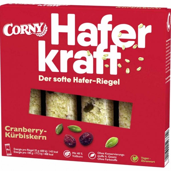 Corny Haferkraft Cranberry Kürbiskern 4er 140g MHD:21.2.25