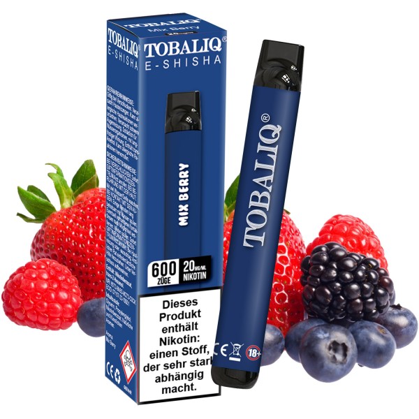 TobaliQ E-Shisha 600Puffs – 20mg Nikotin – Mix Berry 10er Pack MHD:31.12.24