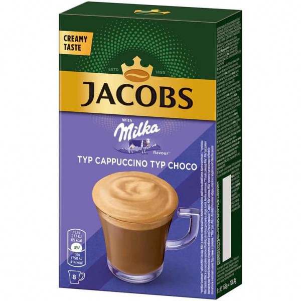 Jacobs Sticks Cappuccino Choco Milka 8x15,8g=126,4g MHD:3.12.24